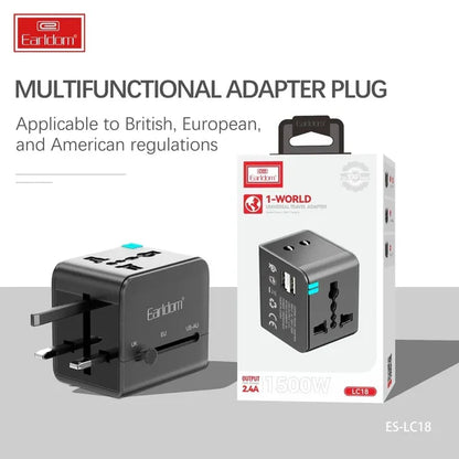 Earldom LC18 Smart Travel Adapter – Compact & Global Ready