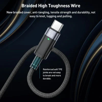 Yesido CA160 1.2M USB-C Cable 60W – Auto Power-Off Fast Charging (Black)