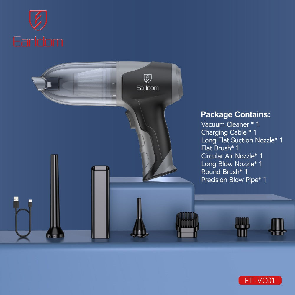 Earldom ET-VC01 Mini Car Vacuum Cleaner Black Portable Powerful Auto Vacuum