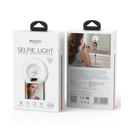 YESIDO DH13 Selfie Light Clip | Rechargeable LED Ring Light