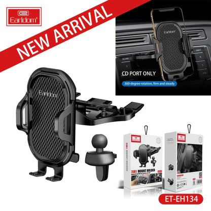 Earldom® EH134 Universal 2-in-1 Car Phone Mount – CD Slot & Air Vent Design