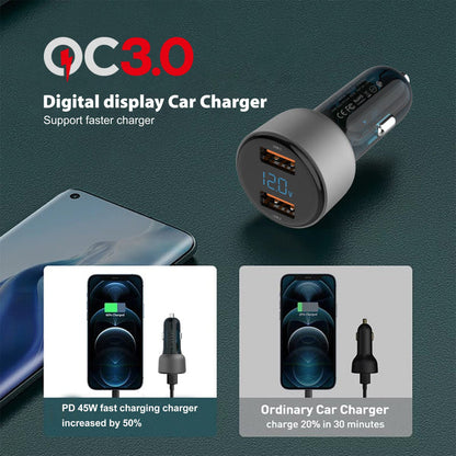 Earldom CC9 Fast Car Charger 45W with LED Digital Display