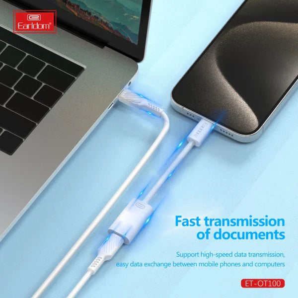Earldom ET-OT100 USB-C to Lightning Adapter – Fast Charging for iPhone