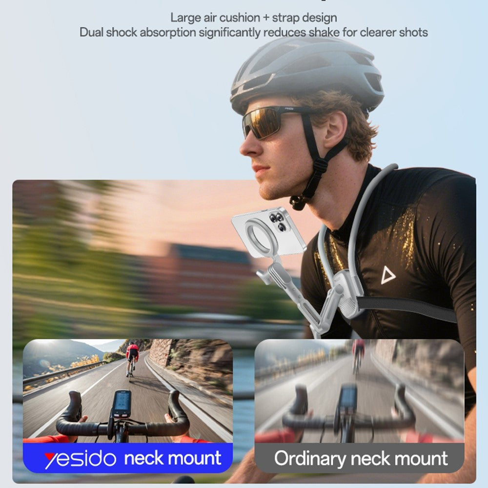 YESIDO C332 Neckband Bracket Anti Shake Foldable Magnetic Stand for Smartphone Action Camera