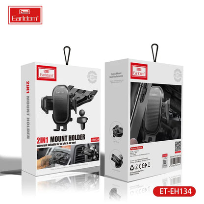 Earldom® EH134 Universal 2-in-1 Car Phone Mount – CD Slot & Air Vent Design