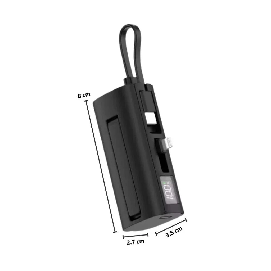 Aspor A351 Mini Power Bank 5000mAh – 22.5W Fast Charging Type-C & Lightning (Black)