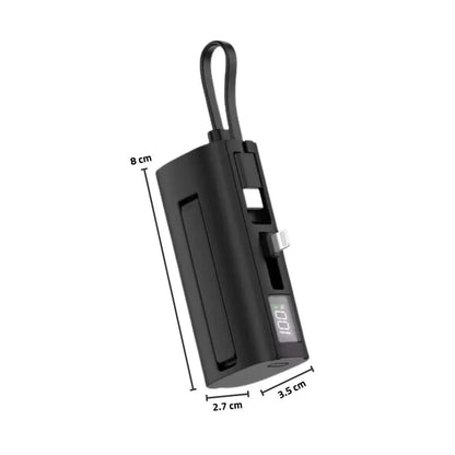 Aspor A351 Mini Power Bank 5000mAh – 22.5W Fast Charging Type-C & Lightning (Black)