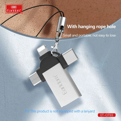 Earldom OT93 Multi-Port OTG Adapter – USB to iPhone, Micro USB & Type-C