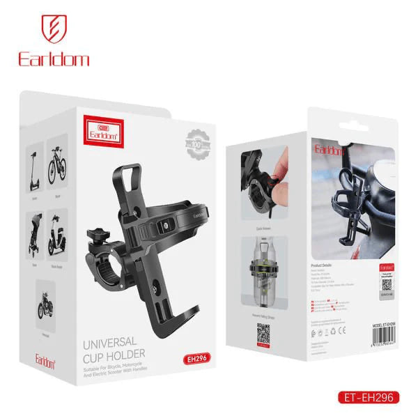 Earldom Universal Cup Holder with Adjustable Clamp – Bicycle, Motorcycle & Scooter