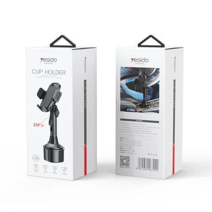 Yesido C195 Mobile Phone Cup Holder Mount – 360° Rotational, Adjustable & Secure Grip Design