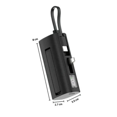 Aspor 5000mAh Pocket Power Bank – PD 22.5W Fast Charging (Type-C & Lightning)-White