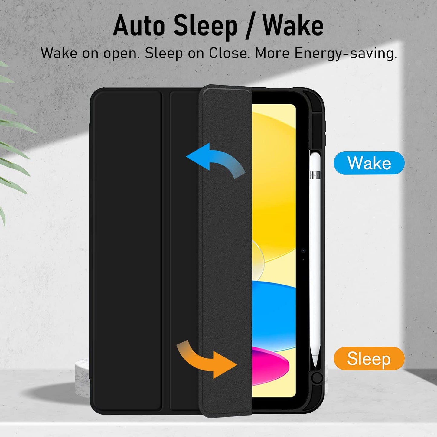 Smart Case with Pen Slot Folding Cover for iPad 10th Generation (10.9", 2022) / iPad 11th Generation (10.9", 2025, A16)