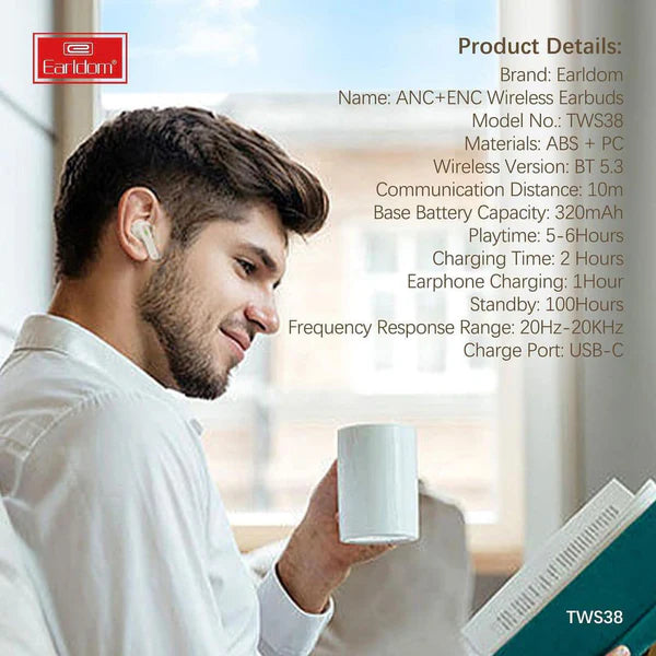 Earldom TWS38 Bluetooth Noise Cancelling Earphones