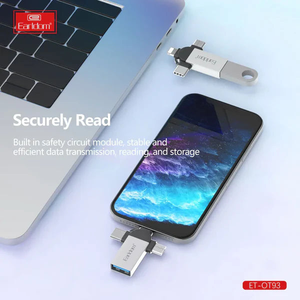 Earldom OT93 Multi-Port OTG Adapter – USB to iPhone, Micro USB & Type-C
