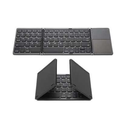 B033 Wireless Foldable Bluetooth Keyboard with Touchpad – Dual Language (English/Arabic), Compact Travel Keyboard