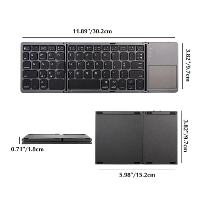 B033 Wireless Foldable Bluetooth Keyboard with Touchpad – Dual Language (English/Arabic), Compact Travel Keyboard
