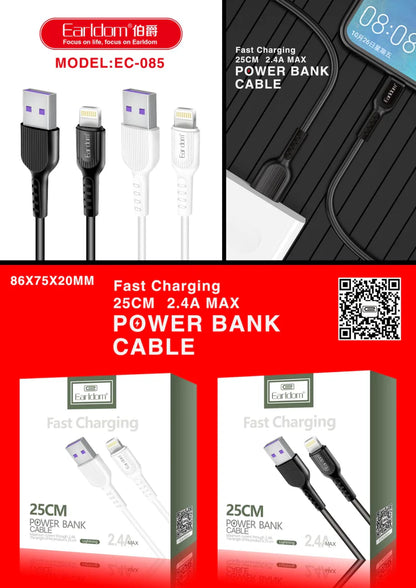 Earldom® EC085 Power Bank Cable 25CM (Black)