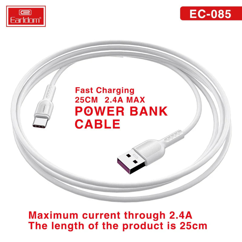 Earldom® EC085 Power Bank Cable 25CM (Black)