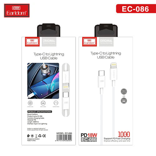 Earldom® EC086 Type-C to Lightning Cable (White)