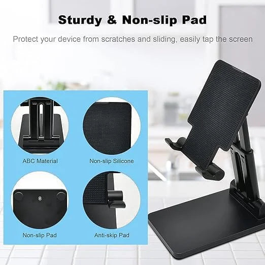 Earldom EH314 Pro-Grade Foldable Phone Stand (4.5–7.0”) – 180° Liftable, Non-Slip, Black – Reliable and Easy To Use