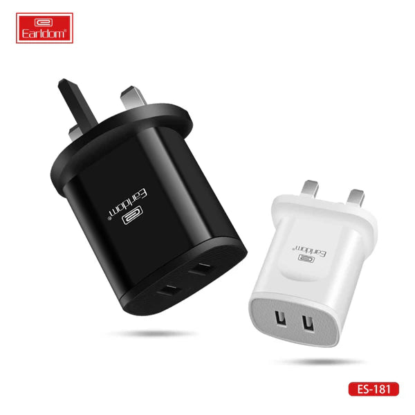Earldom ES181 Compact Travel Charger & Cable Set – White