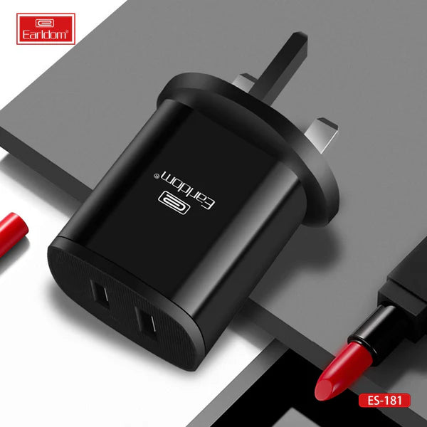 Earldom ES181 Compact Travel Charger & Cable Set – White