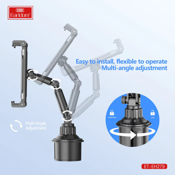 Earldom Car Cup Holder Stand for Mobile & Tablet 4.7"–13" – EH279