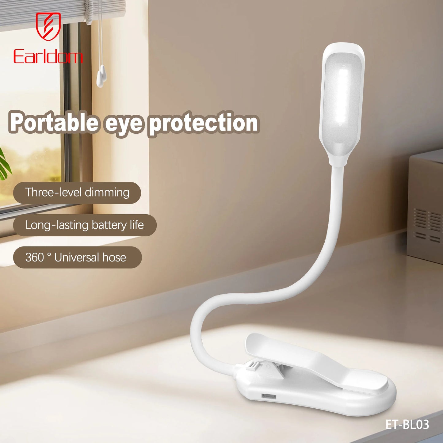 Earldom Portable LED Book Light with Clip
