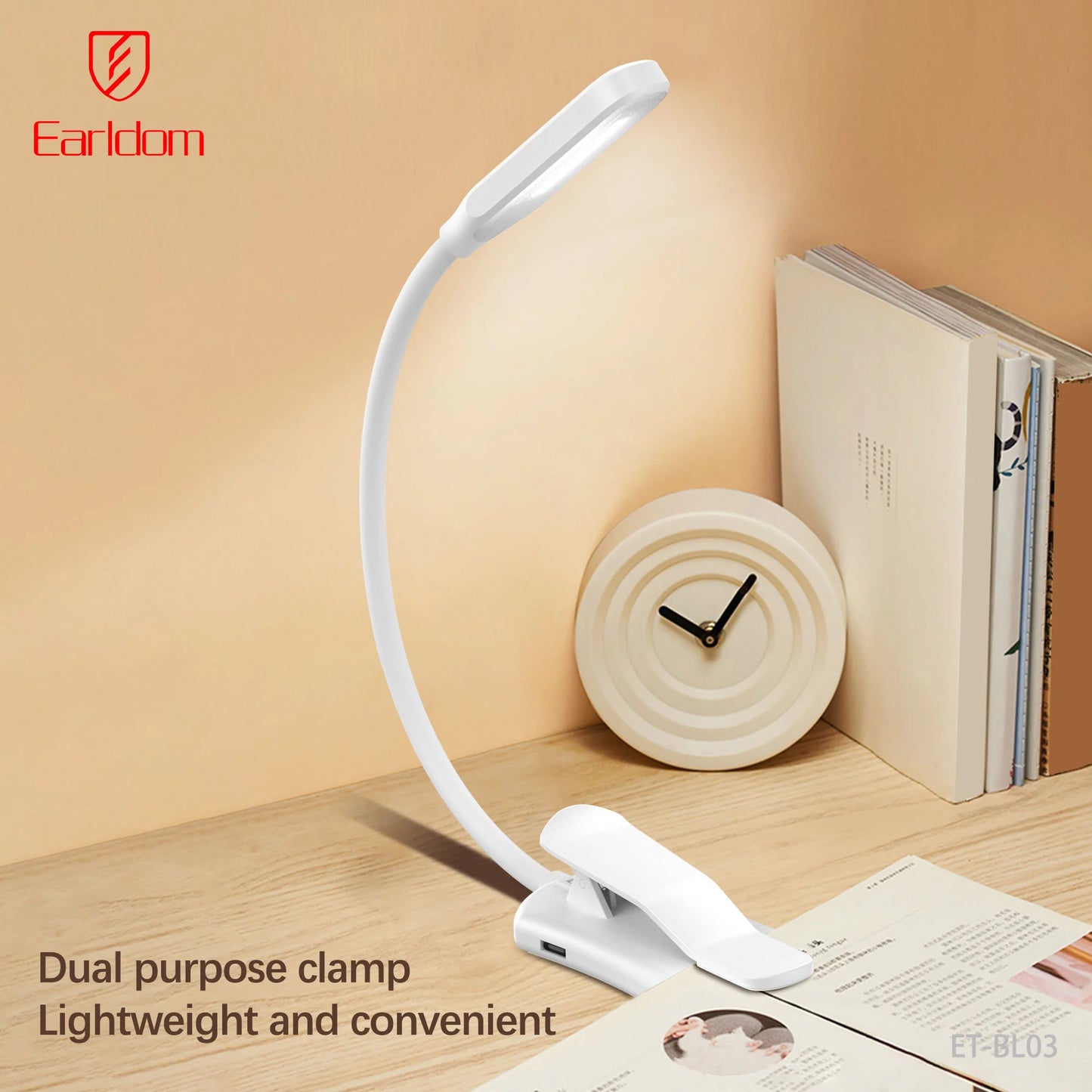 Earldom Portable LED Book Light with Clip