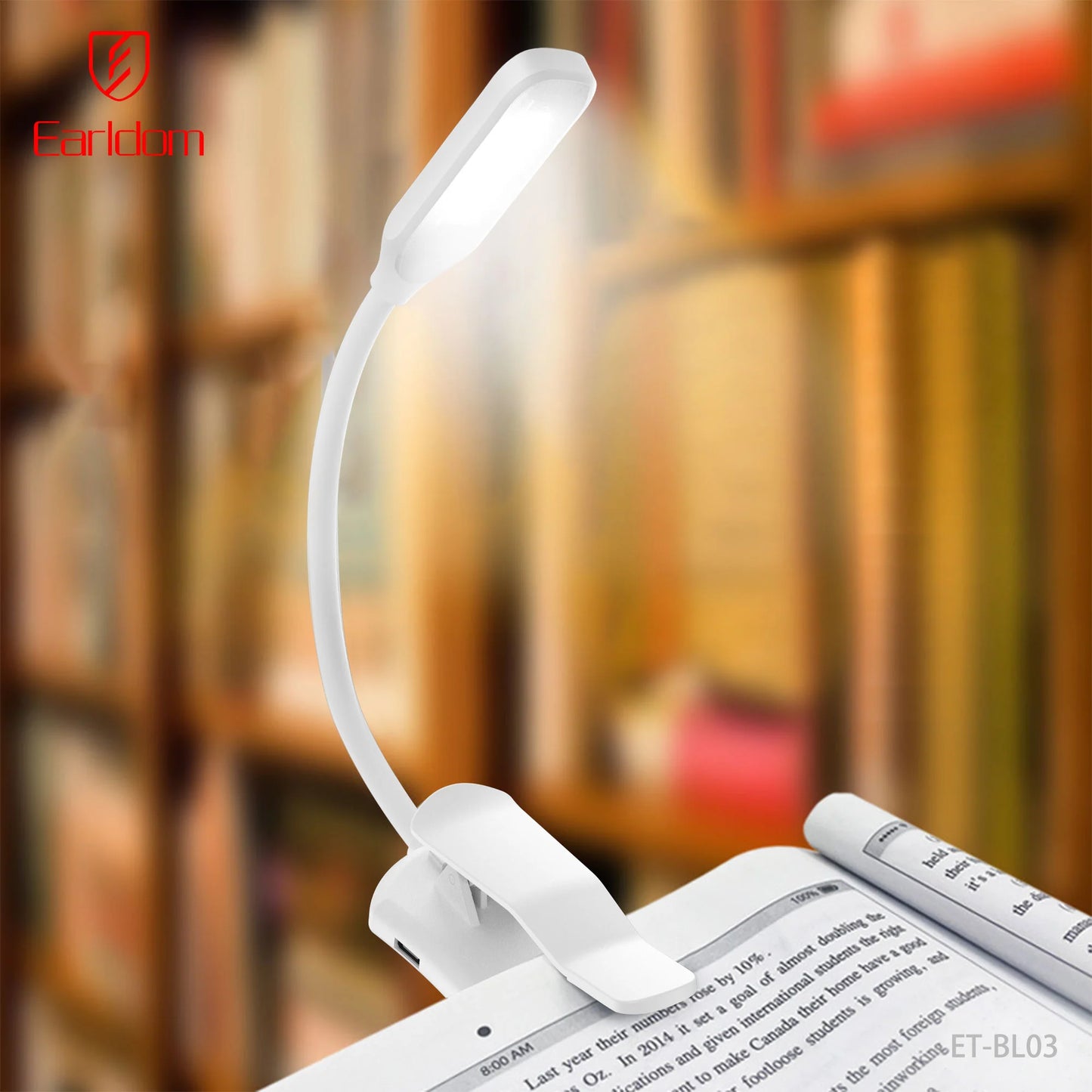 Earldom Portable LED Book Light with Clip