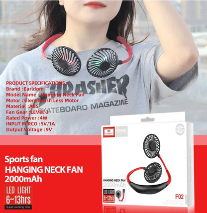 Earldom F02 Portable Hanging Neck Fan