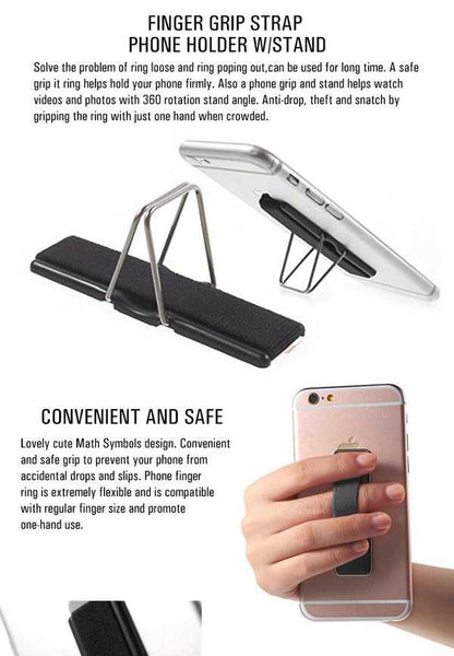 Finger Grip Strap Phone Holder with Stand