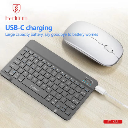 EARLDOM KB6 Wireless Bluetooth Keyboard – Rechargeable, Portable for Android, iOS & Windows Phones & Tablets