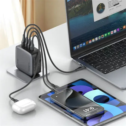 LDNIO 100W GaN Super Fast Charger UK Plug 1 USB 3 Type C Adapter Wall Mobile Phone Charger Q408 - White