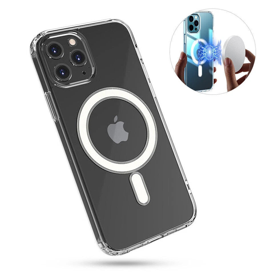 MagSafe Clear Magnetic Case – Shockproof Acrylic Cover for iPhone & Samsung