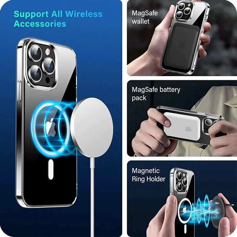 MagSafe Clear Magnetic Case – Shockproof Acrylic Cover for iPhone & Samsung