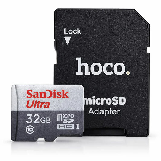 SanDisk Ultra 32GB microSDHC Card + Hoco HB22 SD Card Holder Combo