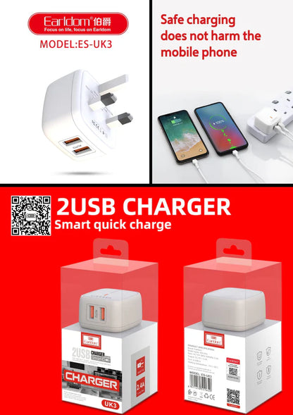 Earldom® UK3 Dual USB Charger