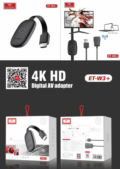 Earldom W3+ Wireless Display Dongle – 4K HDMI Screen Mirroring Adapter
