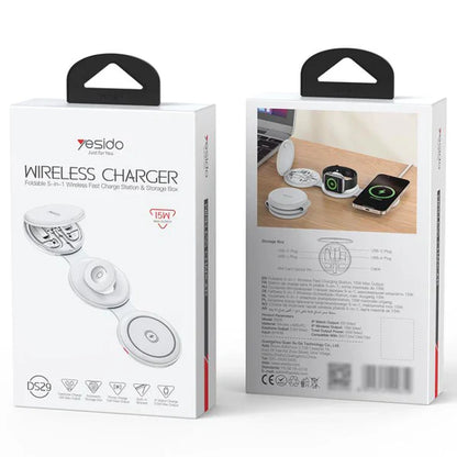 Yesido 5 in 1 Foldable Wireless Charger for Phone / Watch / Earphone DS29