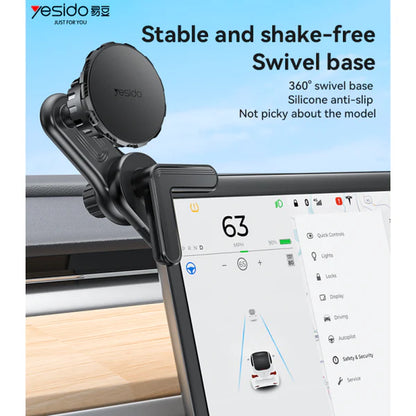 Yesido 360° Adjustable Car Phone Holder with Built-in Base Locking Knob, Floating Screen Snap-on Magnet - C212