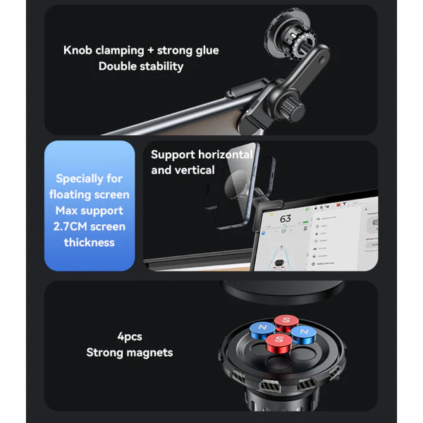 Yesido 360° Adjustable Car Phone Holder with Built-in Base Locking Knob, Floating Screen Snap-on Magnet - C212