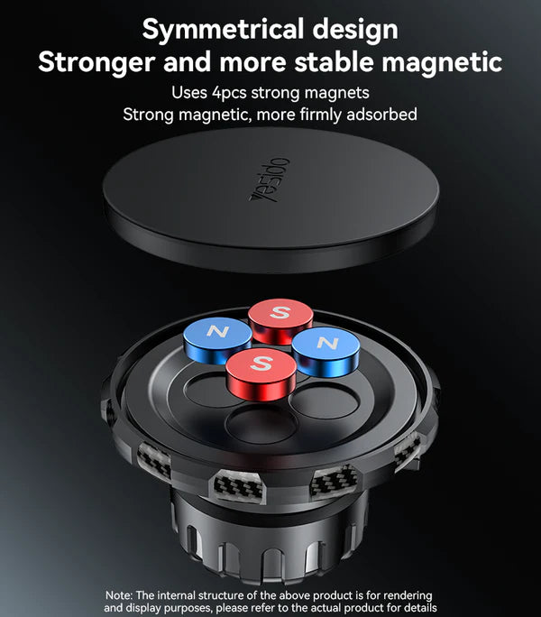 Yesido 360° Adjustable Car Phone Holder with Built-in Base Locking Knob, Floating Screen Snap-on Magnet - C212