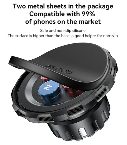 Yesido 360° Adjustable Car Phone Holder with Built-in Base Locking Knob, Floating Screen Snap-on Magnet - C212