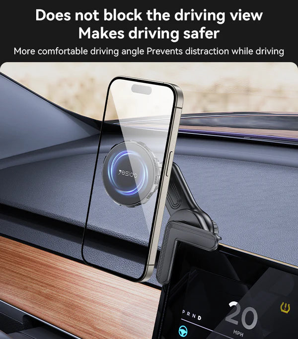Yesido 360° Adjustable Car Phone Holder with Built-in Base Locking Knob, Floating Screen Snap-on Magnet - C212