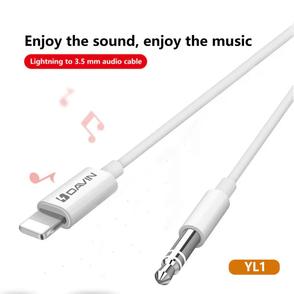 DAVIN YL1 Lightning to 3.5mm Aux Cable – White
