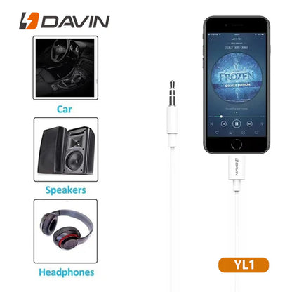 DAVIN YL1 Lightning to 3.5mm Aux Cable – White