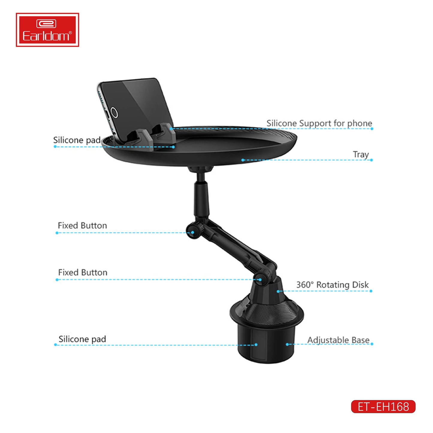 Earldom EH168 Car Tray Holder – Adjustable & Rotatable Multipurpose Car Table (Black)