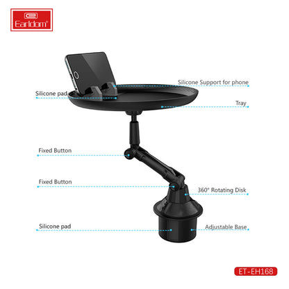 Earldom EH168 Car Tray Holder – Adjustable & Rotatable Multipurpose Car Table (Black)