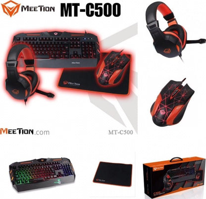 Meetion C500 4-in-1 Gaming Combo Keyboard Mouse Headset Pad